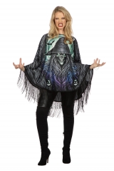 Poncho Hexe Halloween Umhang schwarz Halloweenkostüm