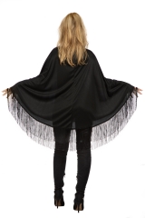 Poncho Hexe Halloween Umhang schwarz Halloweenkostüm