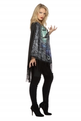 Poncho Hexe Halloween Umhang schwarz Halloweenkostüm