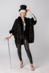 Paillettenponcho Jacke Umhang Cape Edel Elegant Poncho Gala Show