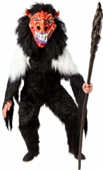 Felloverall Krampus Zottelmonster Tieroverall schwarz-weiß