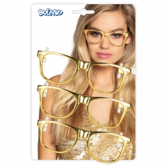 3x Partybrille gold Mottoparty Festival Spaßbrille
