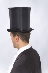 Hoher Zylinder schwarz mit Satinüberzug High Top Hat
