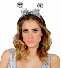 Alien Außerirdischer Glitterhaarreif Discokugel silber Galaxia