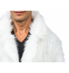 Plüsch Party Jacke Herren Après Ski Kunstfell Jacke Natur Schwarz Weiß Braun Grün