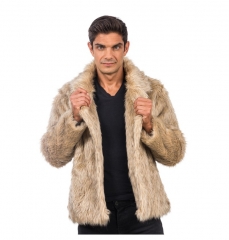 Plüsch Party Jacke Herren Après Ski Kunstfell Jacke Natur Schwarz Weiß Braun Grün