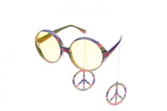 Brille Peace mit Ohrringen Fasching Karneval Party