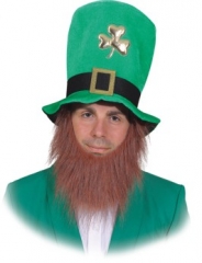 St. Patricks Day Hut mit angenähtem Bart Faschingshut Kopfbedeckung