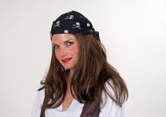 Damenperücke Piratin dunkelbraun mit Haube Piratenperücke