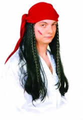 Pirat Piratin Seeräuber Tuch mit Haar Karneval Fasching