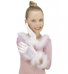 Prinzessin Prinzessinhandschuhe Kinder Satinhandschuhe mit Marabou