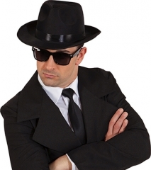 3er Set Mafia Ganoven Out-Fit Gangsterhut , Brille, schwarzer Krawatte