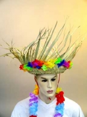 Südsee Strohhut Hawaii Blütenkette Karneval Party