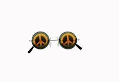 Nickelbrille Lennonbrille mit Peacezeichen Hippie 70er Jahre