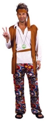 Hippie 60er 70er Jahre Kostüm + Peacezeichen Mottoparty