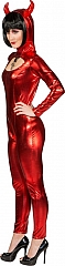 Teufel sexy Teufelkostüm Catsuit Devil Suit (Overall mit Kapuze) 34-40