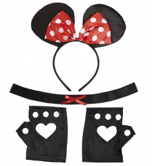 Maus Mickey Mäuse-Set Mäuse Mausohren Halsband Handschuhe