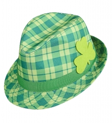 Fedora Hut St.Patrick´s Day mit irischem Kleeblatt grüner Hut