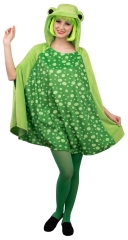 Frosch Froschkostüm Cape grün mit Kapuze One-Size