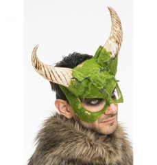 Gehörnte Tiermaske Teufel Devil Dämon mit Moos-Effekt 34cm x 8cm x 29cm