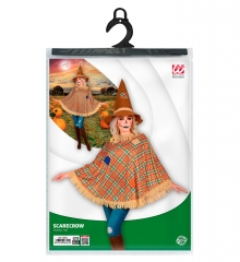 Kostüm Vogelscheuche Poncho mit Hut Butzemann Strohmann