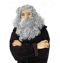 Nikolaus Weihnachtsmann Zauberer Merlin grauer Bart und Perücke