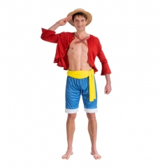Offizielles Netflix One Piece Luffy Kostüm Herren mit Hut, Hemd und Shorts