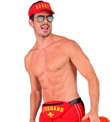 Rettungsschwimmer Lifeguard Bauchtasche und Schirmmütze sexy Strandboy