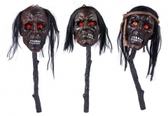 Schrumpfkopf Voodoo-Kopf Kanibale auf Stab Halloween Halloweendekoration