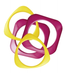4 teiliges Schmuckset neon Pink Gelb Armbänder Armreif Armring 80er Jahre Schmuck